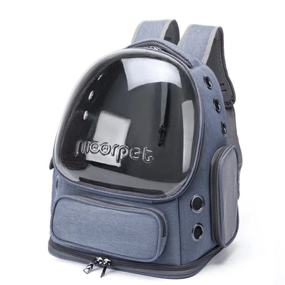 Breathable Pet Travel Backpack with Transparent Window for Cats and Small Dogs – Durable Oxford Material, 42x27x34 cm