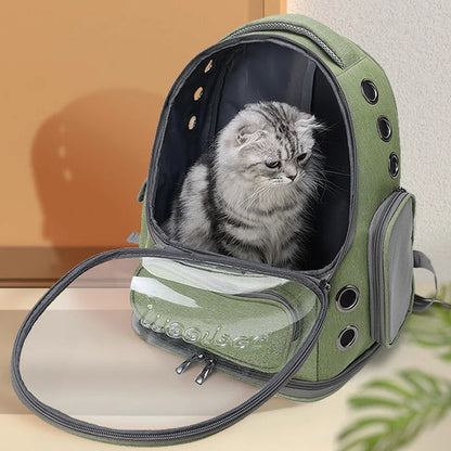 Breathable Pet Travel Backpack with Transparent Window for Cats and Small Dogs – Durable Oxford Material, 42x27x34 cm