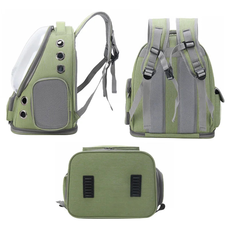 Breathable Pet Travel Backpack with Transparent Window for Cats and Small Dogs – Durable Oxford Material, 42x27x34 cm