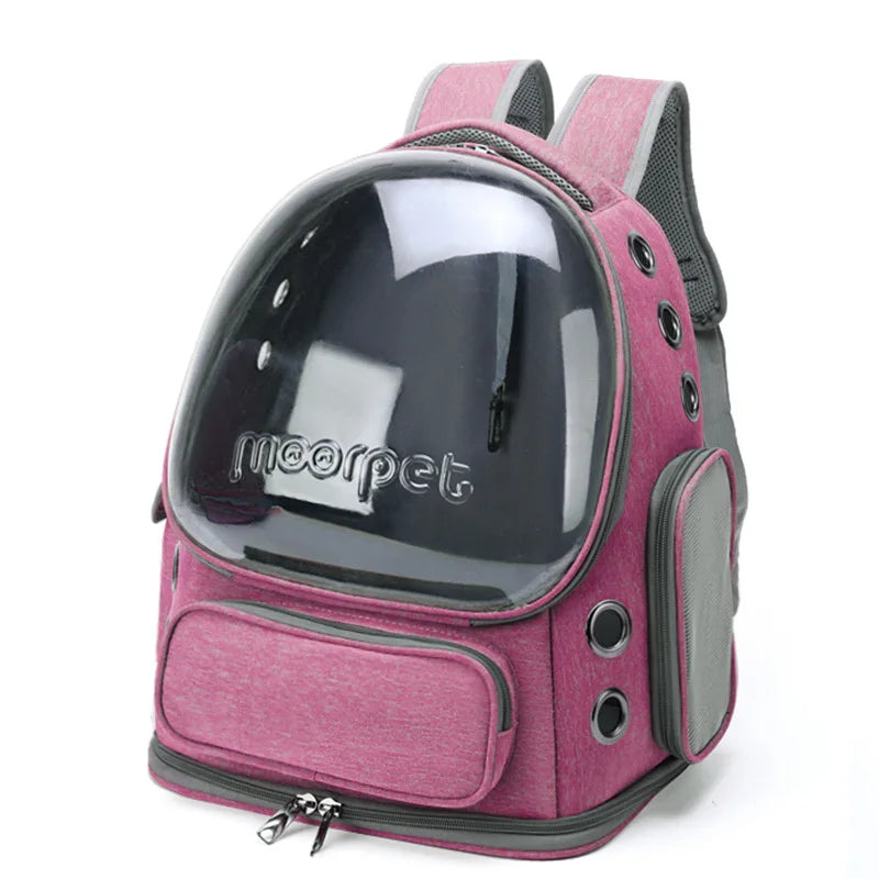 Breathable Pet Travel Backpack with Transparent Window for Cats and Small Dogs – Durable Oxford Material, 42x27x34 cm