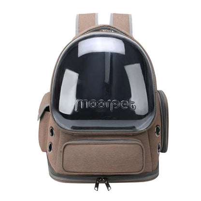 Breathable Pet Travel Backpack with Transparent Window for Cats and Small Dogs – Durable Oxford Material, 42x27x34 cm