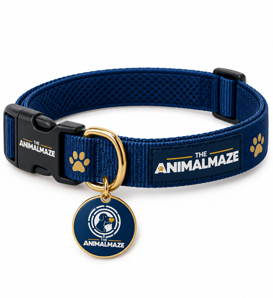 THE ANIMALMAZE Premium Dog Collar – Adjustable Padded Collar with D-Ring & Secure Buckle