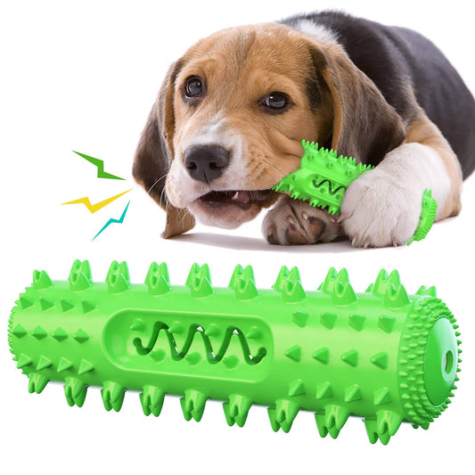 Durable Dog Chew Toy with Textured Toothbrush Design for Aggressive Chewers and Puppies - Rubber Dental Health Toy