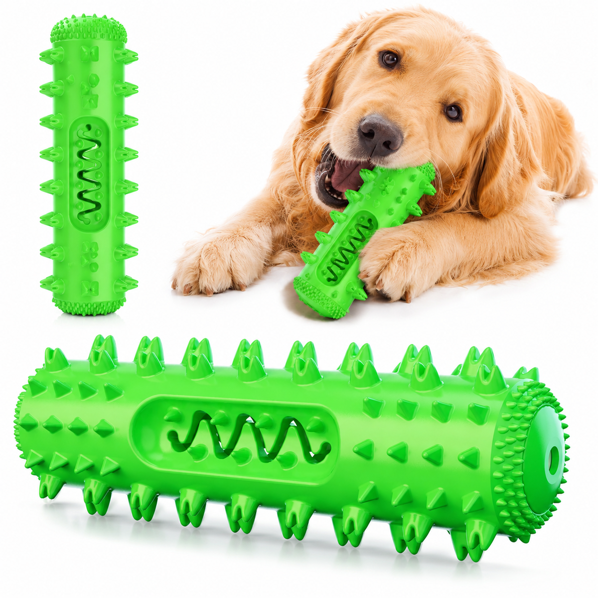 Durable Dog Chew Toy with Textured Toothbrush Design for Aggressive Chewers and Puppies - Rubber Dental Health Toy