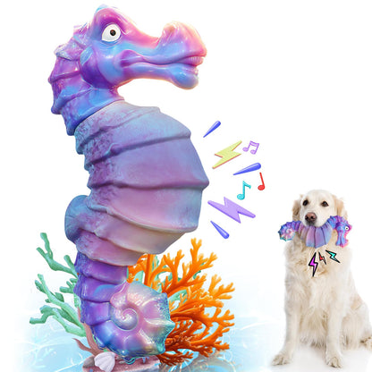 Durable Squeaky Dog Chew Toy for Aggressive Chewers – Purple Seahorse Design