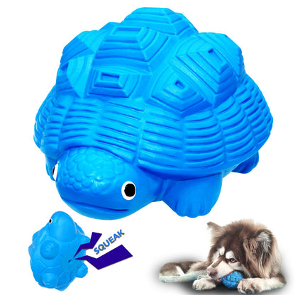 Heavy Duty Dog Toy for Aggressive Chewers with Squeaker – Durable Blue Rubber Toy for Large Dogs