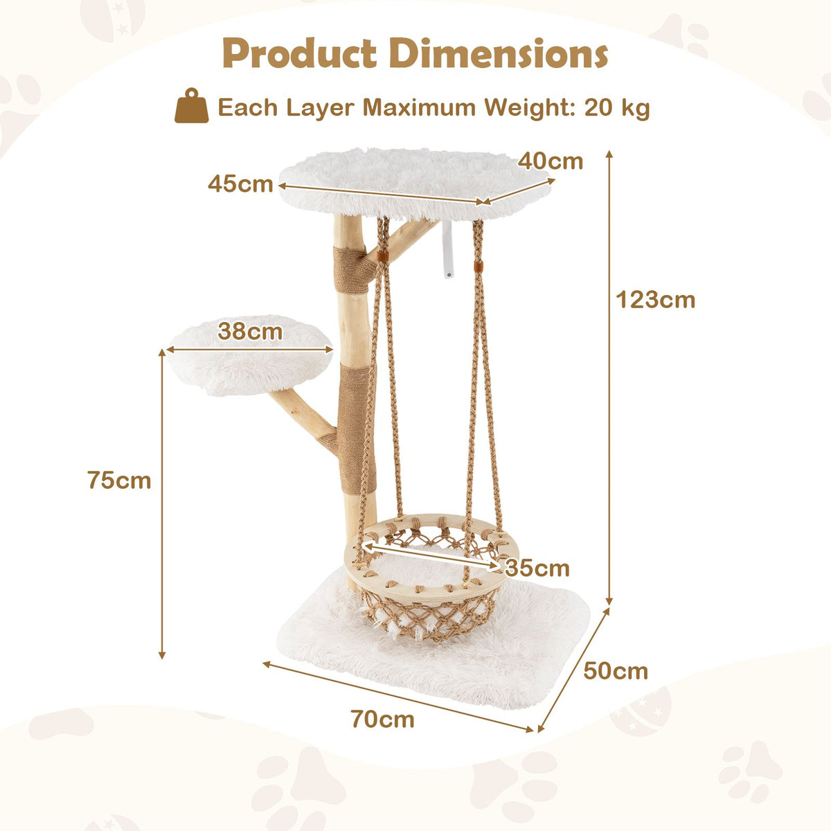 The Arbor Retreat — Pear-Wood Cat Tower & Hanging Cradle